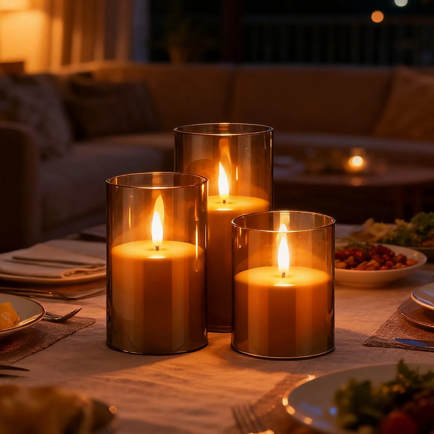 3er LED Kerzen Set mit Fernbedienung & Timer