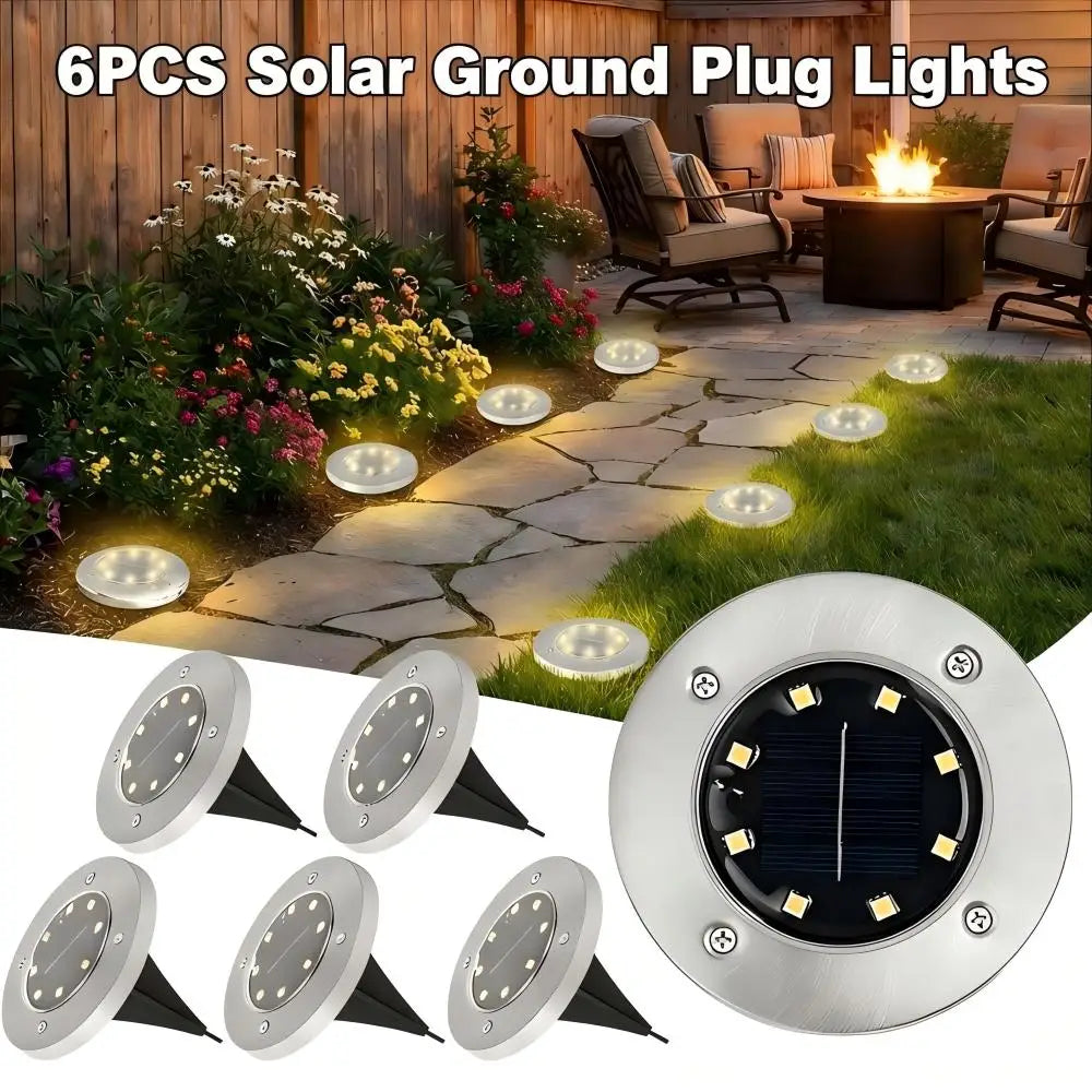 Solar Bodenleuchten 6er Set – Wasserdichte LED Gartenbeleuchtung IP44