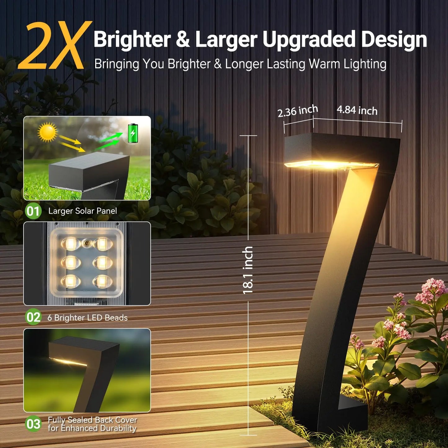 LED Solar Wegleuchten 4er Set – Moderne Gartenbeleuchtung IP65