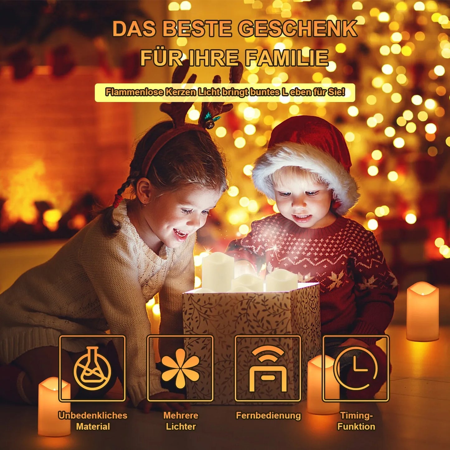 3er LED Kerzen Set mit Fernbedienung & Timer