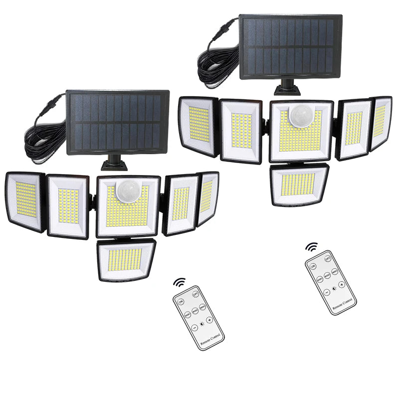 496 LED Solar Strahler mit Bewegungsmelder – IP65 Außenleuchte mit Fernbedienung