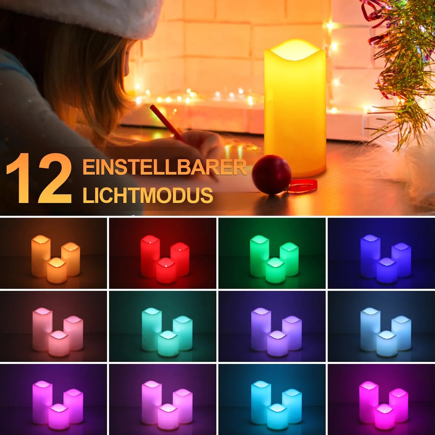 3er LED Kerzen Set mit Fernbedienung & Timer