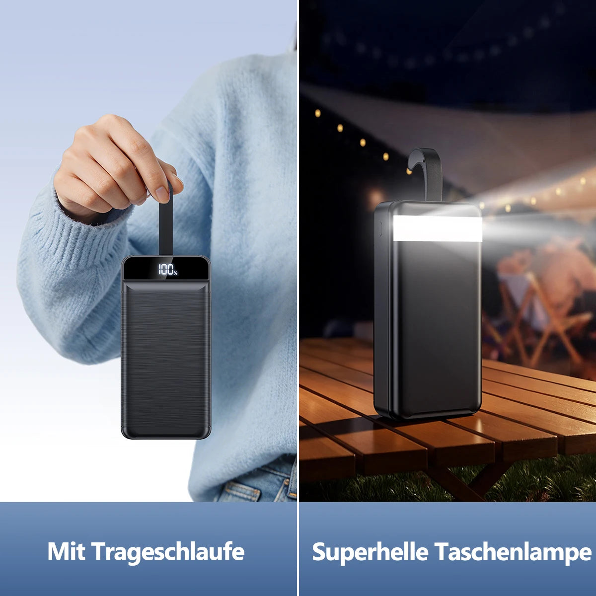 22.5W 60000mAh Power Bank QC PD3.0 Fast Charging Large External Battery Capacity Power Station with Flashlight For iPhone 17 Xiaomi Samsung Outdoor Use