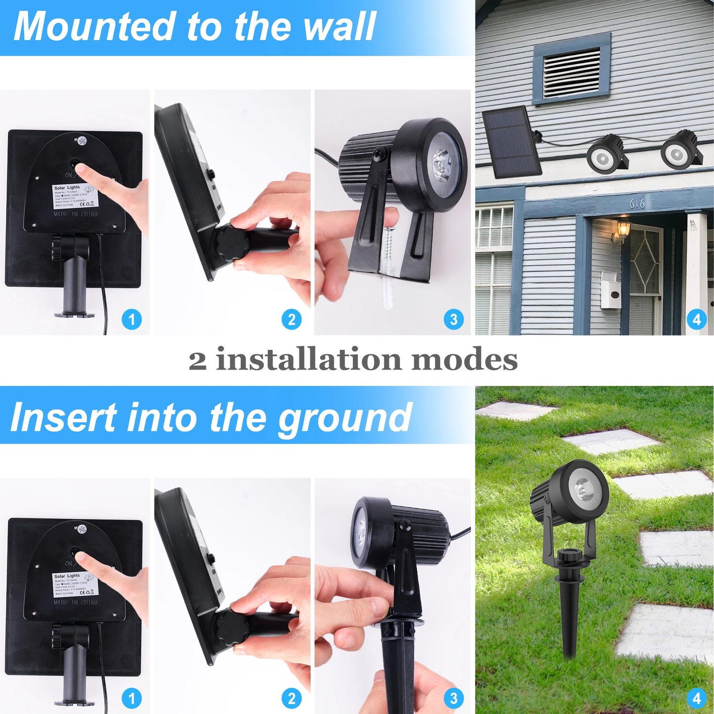 RGB Solar Spotlights IP65 – Wasserdichte Gartenbeleuchtung für Außenbereiche