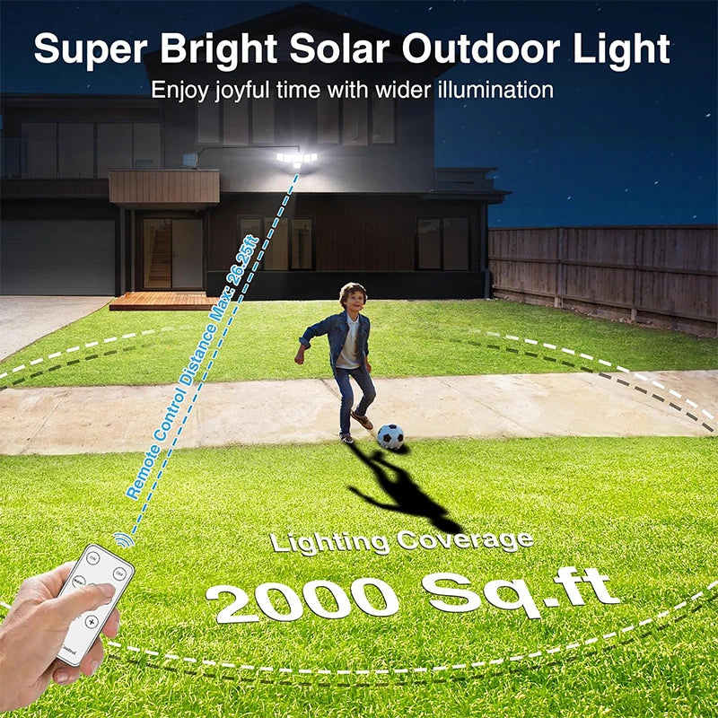 496 LED Solar Strahler mit Bewegungsmelder – IP65 Außenleuchte mit Fernbedienung