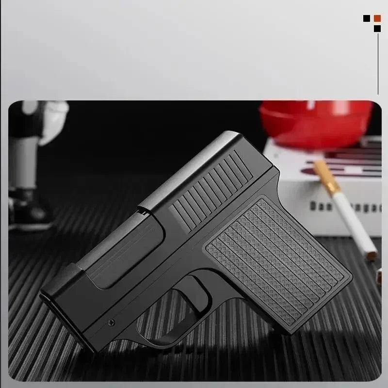 Unusual Pistol Style Lighters Cigarette Case Jet Turb Torch Lighter Capacity 10PCS Cigarette Windproof Cigar Lighter Man's Gift