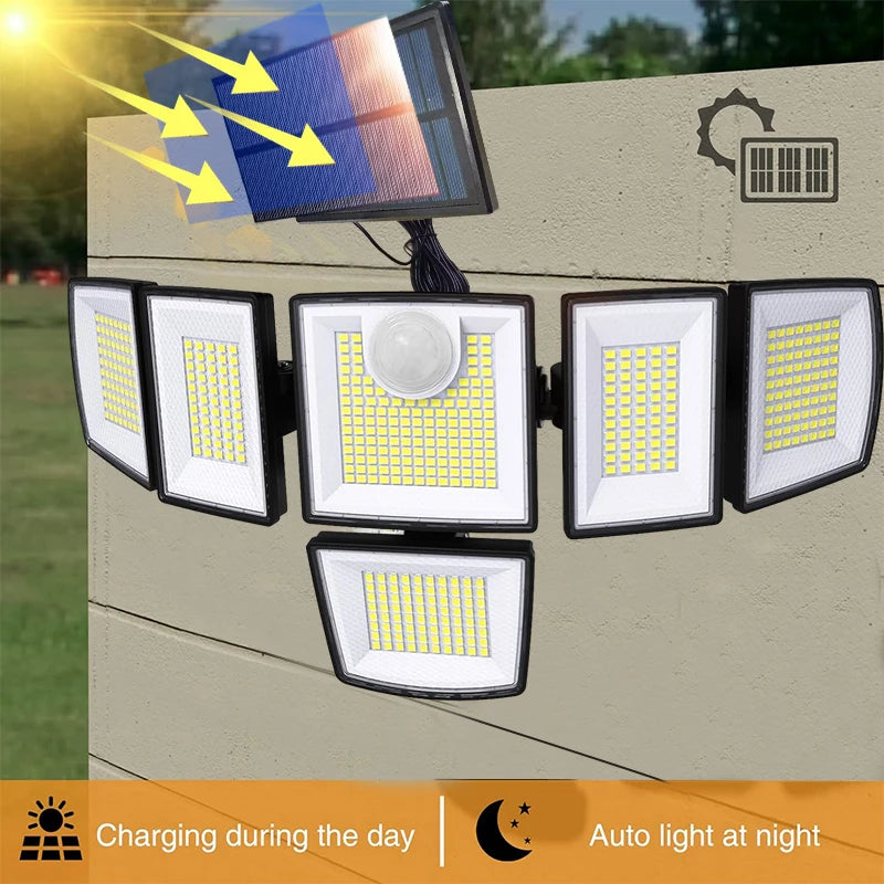 496 LED Solar Strahler mit Bewegungsmelder – IP65 Außenleuchte mit Fernbedienung