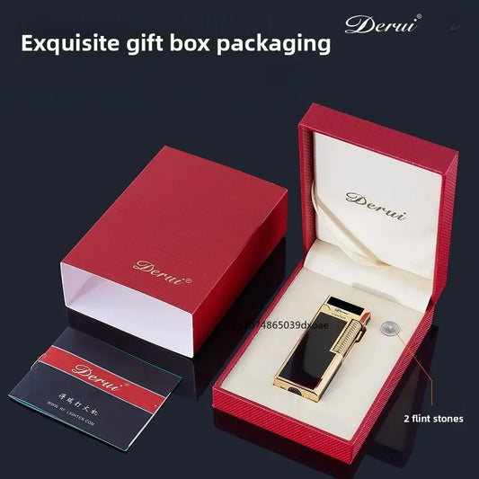 High-end Narrow Version Inflatable Dual-fire Lighter, Direct and Open Flame Can Be Switched, Grinding Wheel Side Slip Igniter