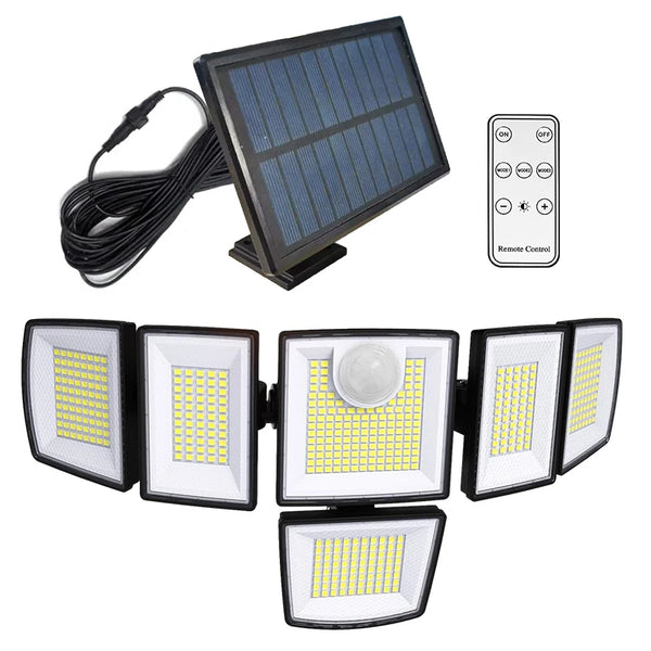 496 LED Solar Strahler mit Bewegungsmelder – IP65 Außenleuchte mit Fernbedienung
