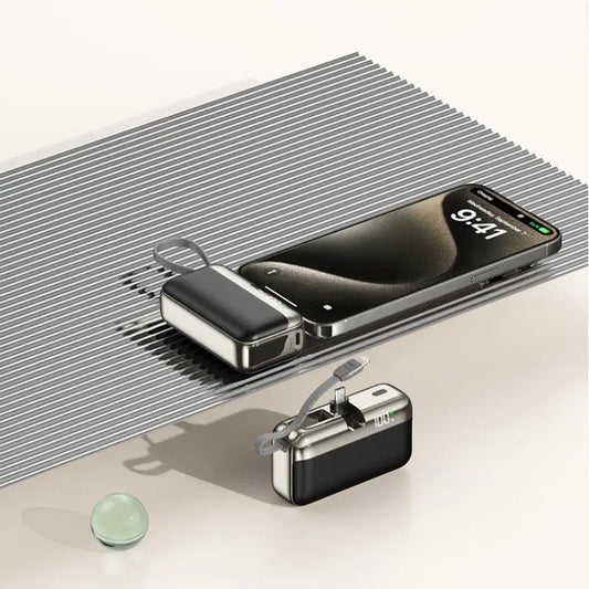 22.5W Fast Charging Powerbank 20000mAh With Integrated Cable Type-C/Lightning Mini charger