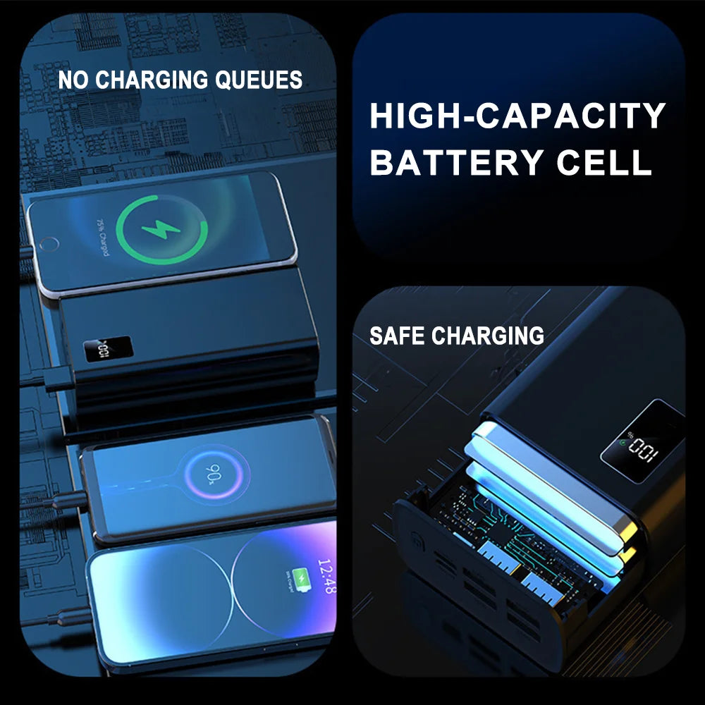 Travel Power Bank 50000mAh With 5 Outputs & 2 input High Capacity External Battery Bank for iPhone Samsung Galaxy