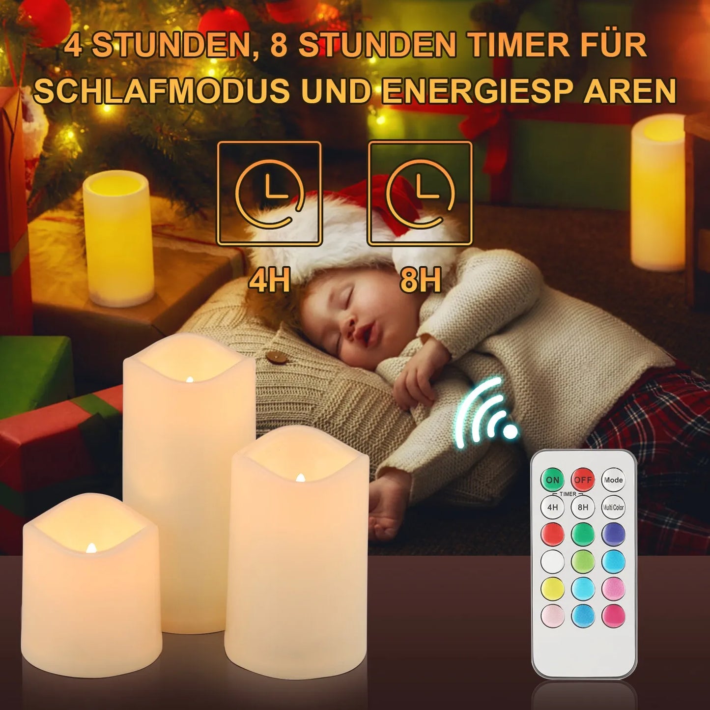 3er LED Kerzen Set mit Fernbedienung & Timer