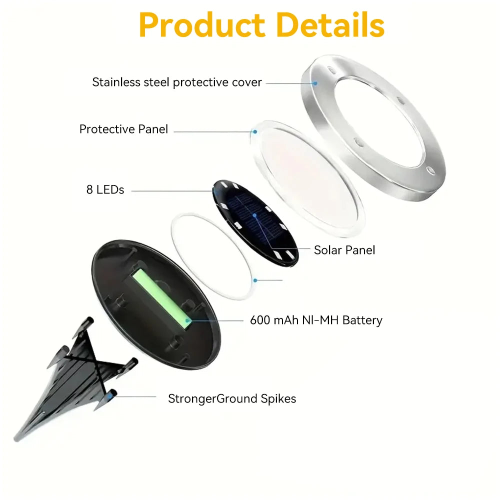 Solar Bodenleuchten 6er Set – Wasserdichte LED Gartenbeleuchtung IP44