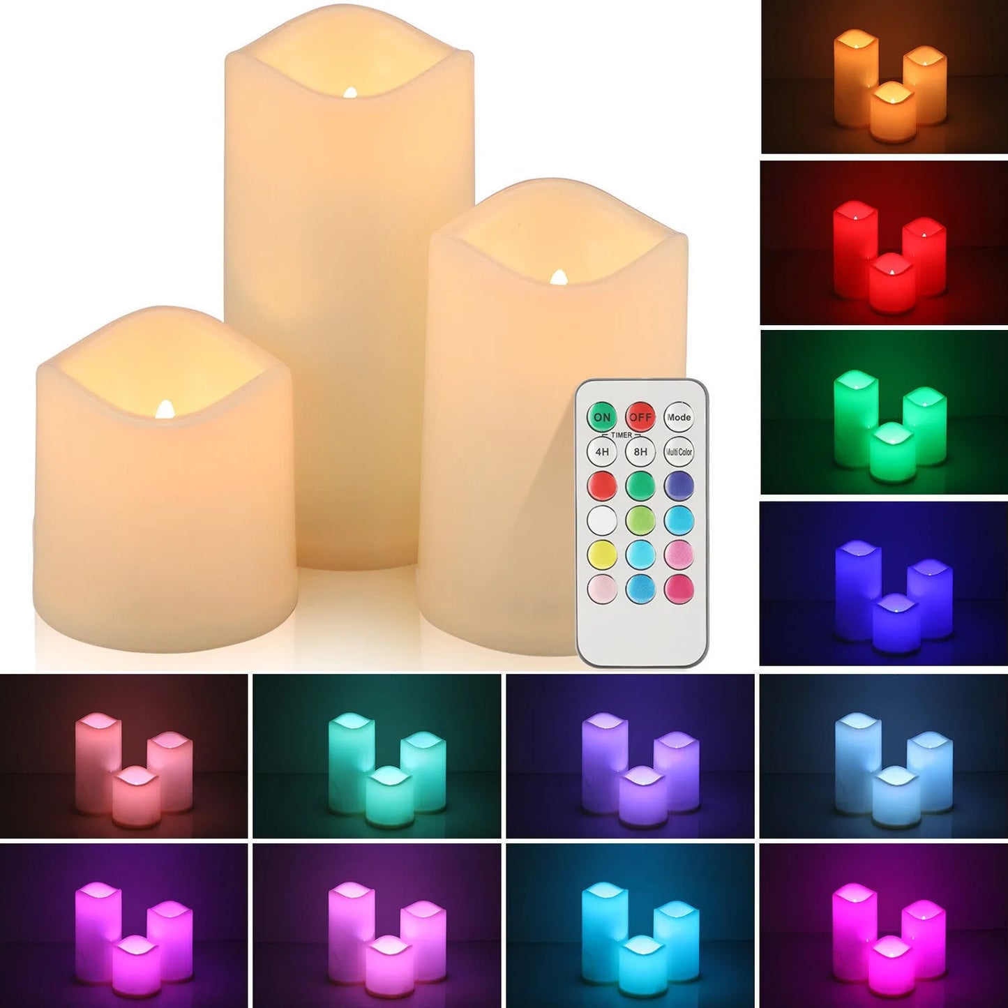 3er LED Kerzen Set mit Fernbedienung & Timer